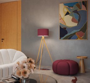 Lampa podłogowa na trójnogu burgund 1xE27 NATT