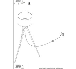 Lampa podłogowa na trójnogu burgund 1xE27 NATT