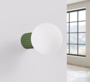 Kinkiet ścienny łazienkowy IP44 aluminium ryflowane HALO zielona oliwka