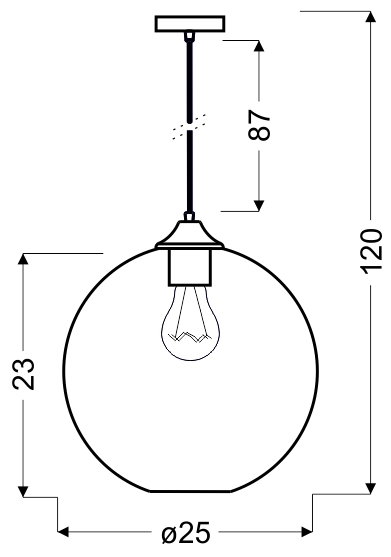 LAMPA WISZĄCA EDISON 25 1X60W E27 BURSZTYNOWY + ŻARÓWKA