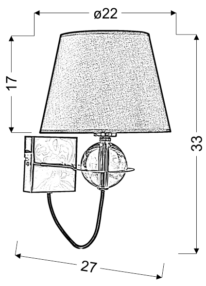 LAMPA KINKIET TESORO 1X40W E14 CZARNY ZŁOTY SRODEK