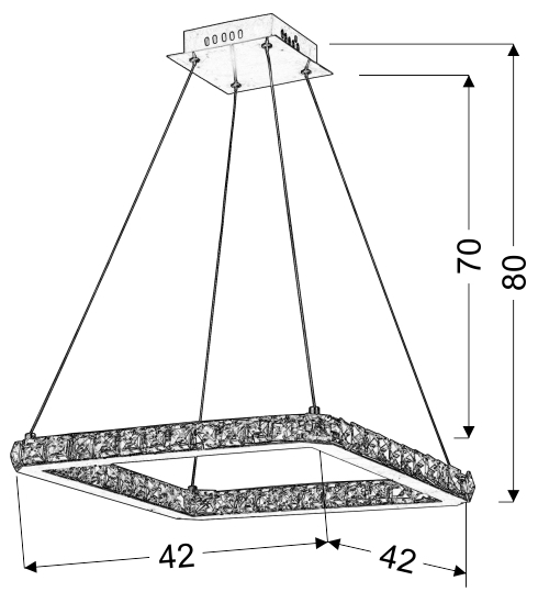 LAMPA WISZĄCA LORDS KWADRAT 42X42 24W LED CHROM