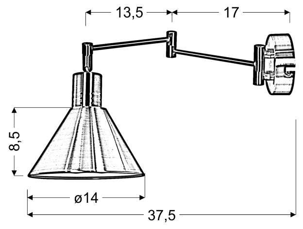 LAMPA KINKIET COPENHAGEN 1X40W E14 PATYNA