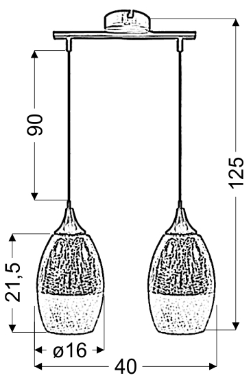 LAMPA WISZĄCA CELIA 2X60W E27 SREBRNY