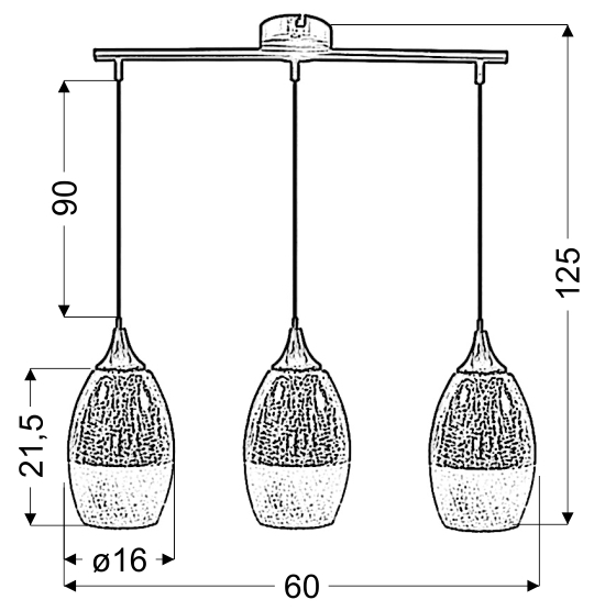 LAMPA WISZĄCA CELIA 3X60W E27 SREBRNY