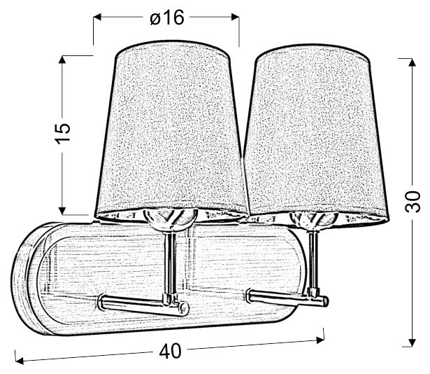 LAMPA KINKIET MILONGA 2X60W E27 SATYNA