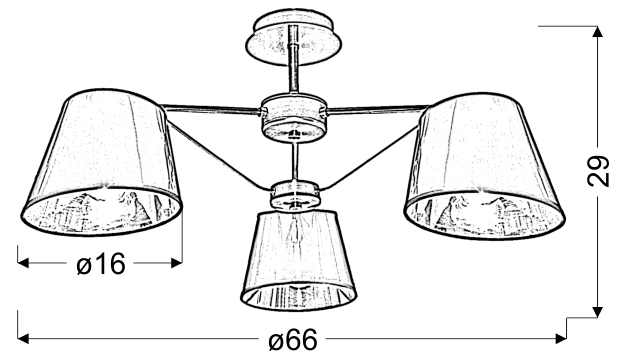 LAMPA SUFITOWA CORTEZ 3X40W E14 PATYNA