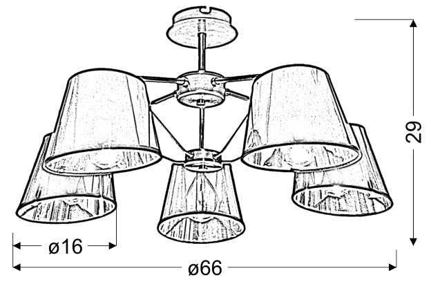 LAMPA SUFITOWA CORTEZ  5X40W E14 PATYNA