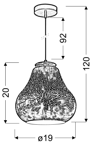 LAMPA WISZĄCA GALACTIC 4 1X60W E27 3D