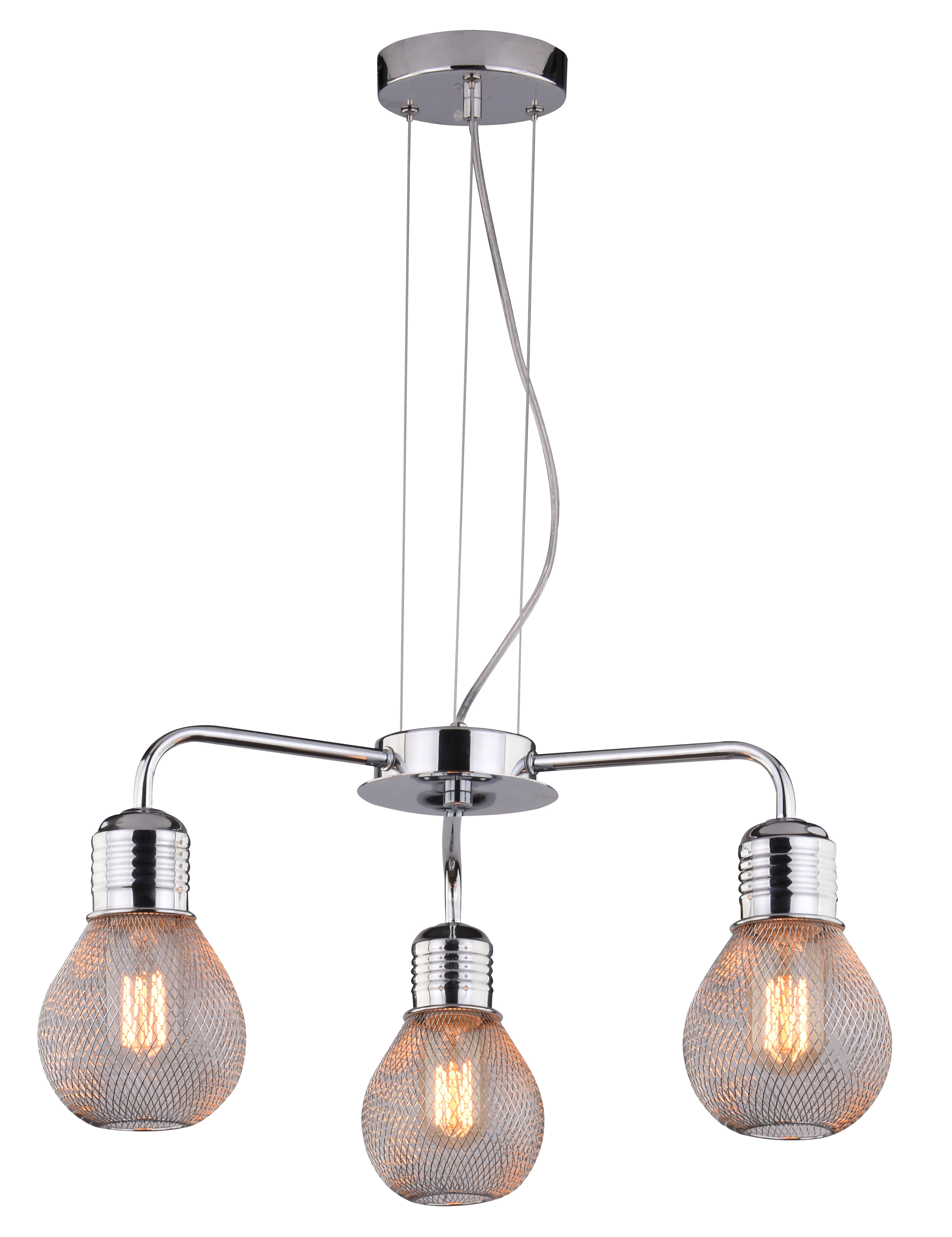 LAMPA WISZĄCA GLIVA 3X60W E27 CHROM (BEZ ŻARÓWEK)