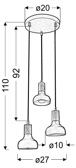 LAMPA WISZĄCA PUERTO 3X40W E14 NA TALERZU BIAŁY