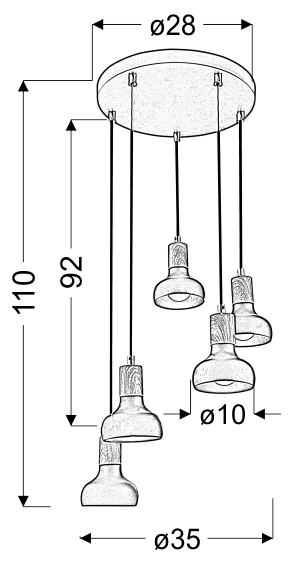 LAMPA WISZĄCA PUERTO 5X40W E14 NA TALERZU BIAŁY