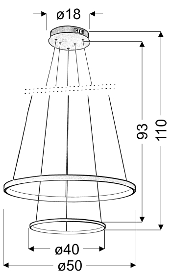 LUNE LAMPA WISZĄCA 50 OKRĄGŁY PODWÓJNY 40W LED 4000K CHROM