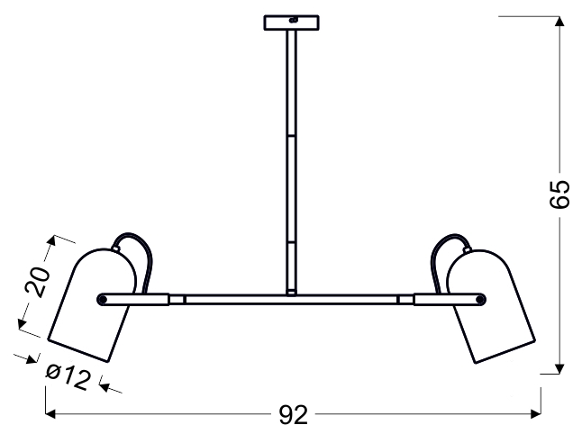 LAMPA WISZĄCA GRAY 2X40W E27 SZARY