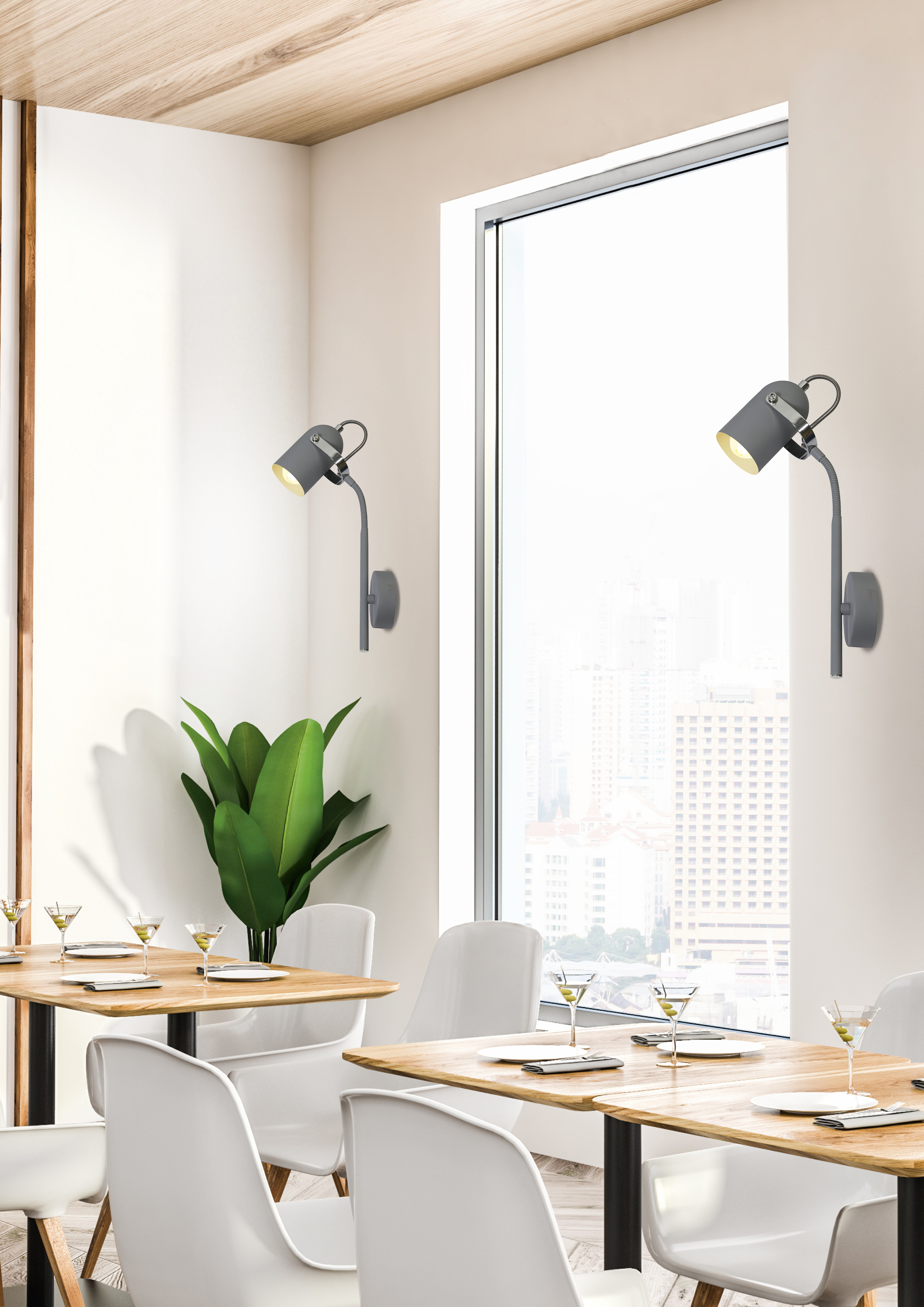 LAMPA KINKIET GRAY NA WYSIĘGNIKU 1X40W E14 SZARY