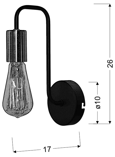 LAMPA KINKIET HERPE 1X60W E27 CZARNY