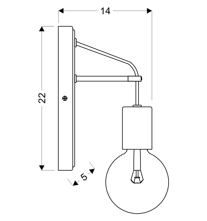 LAMPA KINKIET ALTO 1X40W E27 CZARNY MATOWY