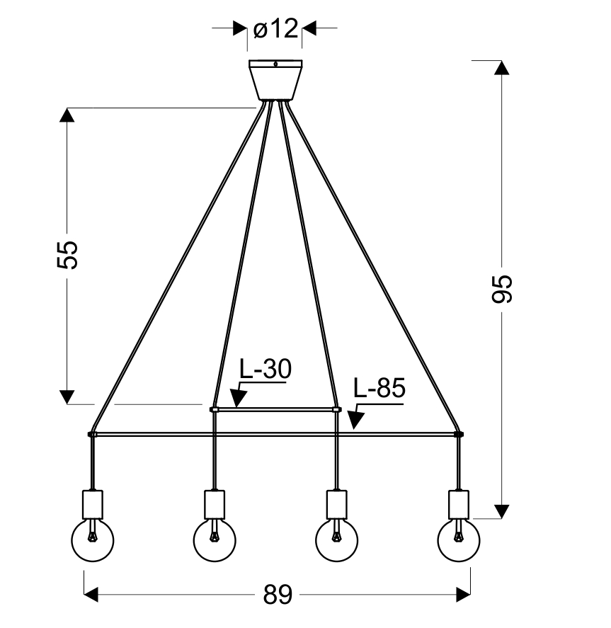 LAMPA WISZĄCA ALTO 4X40W E27 BIAŁY MATOWY