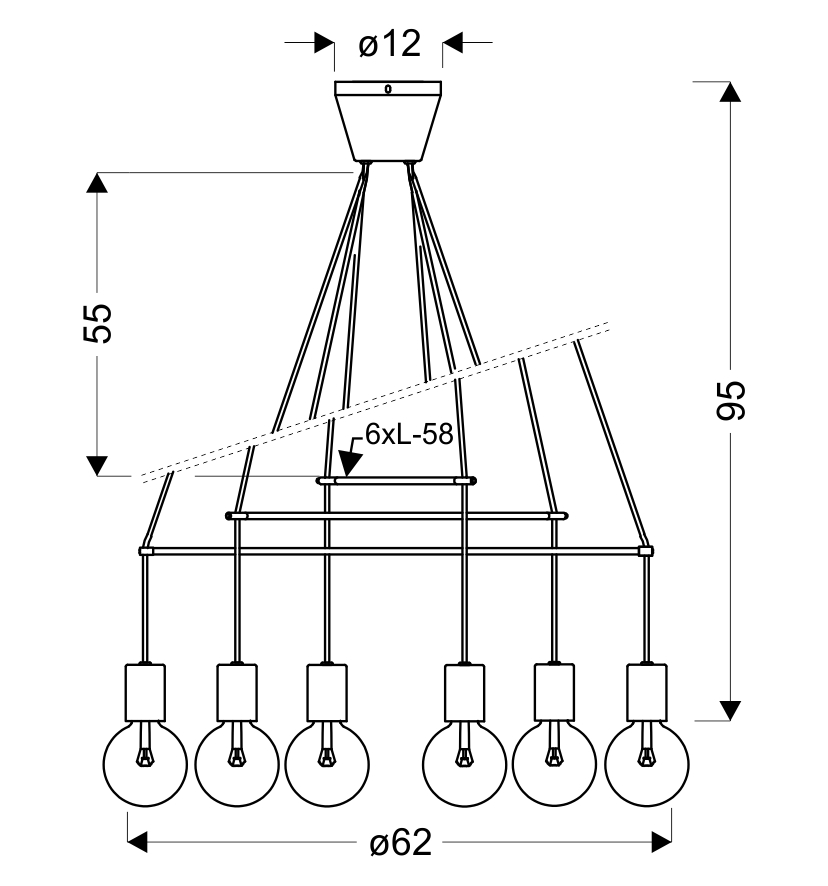 LAMPA WISZĄCA ALTO 6X40W E27 BIAŁY MATOWY