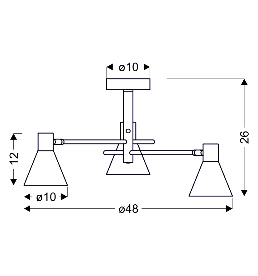 LAMPA SUFITOWA LESS 3X40W E14 CZARNY MATOWY