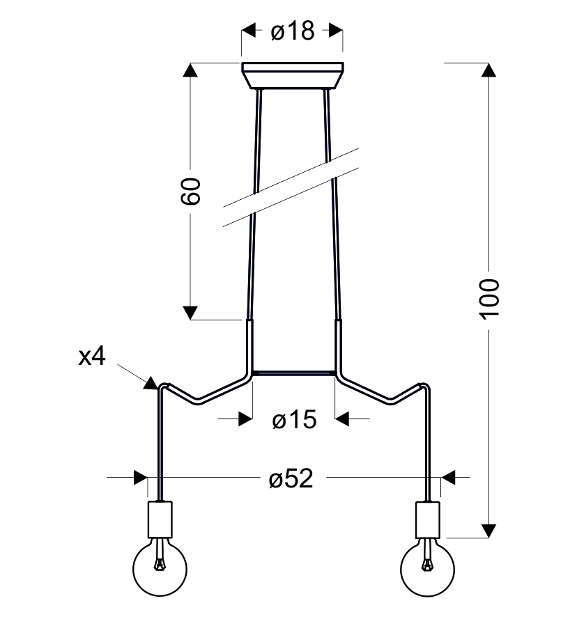 LAMPA WISZĄCA BASSO 4X40W E27 BIAŁY MATOWY