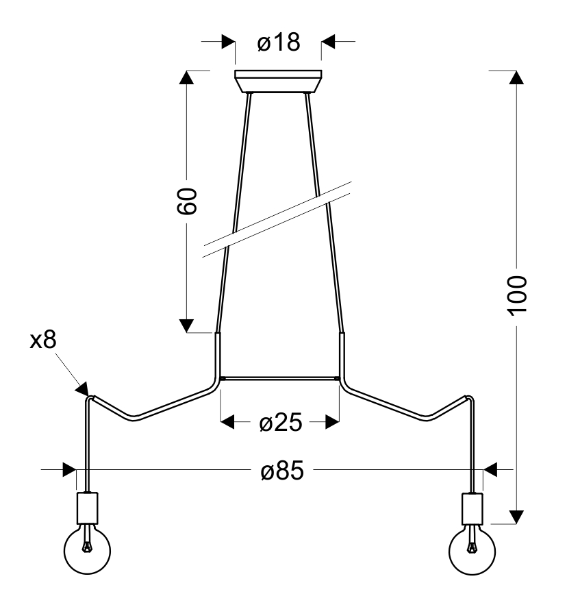 LAMPA WISZĄCA BASSO 8X40W E27 BIAŁY MATOWY