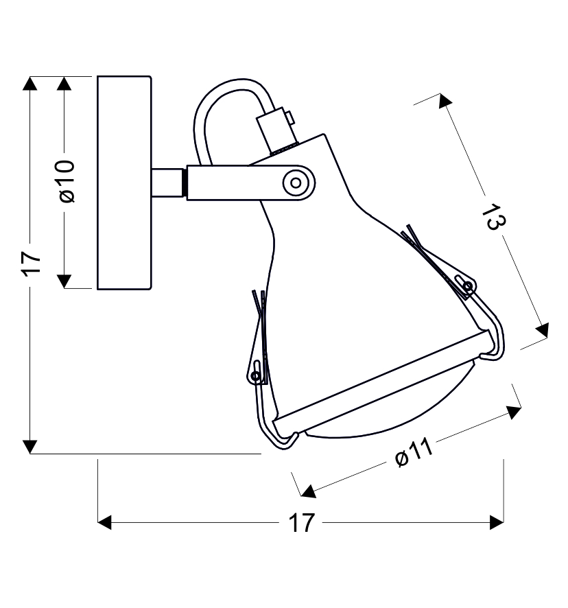 LAMPA KINKIET CRODO 1X40W E14 SZARY