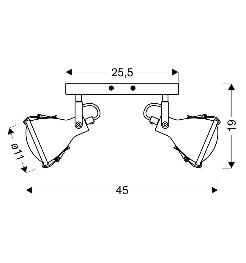 LAMPA SUFITOWA CRODO LISTWA 2X40W E14 SZARY