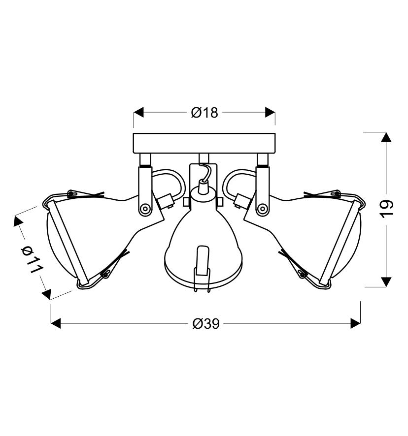 LAMPA SUFITOWA CRODO PLAFON 3X40W E14 SZARY