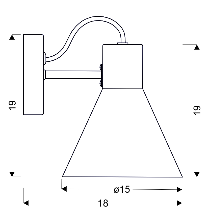 LAMPA KINKIET MORE 1X40W E27 CZARNY MATOWY