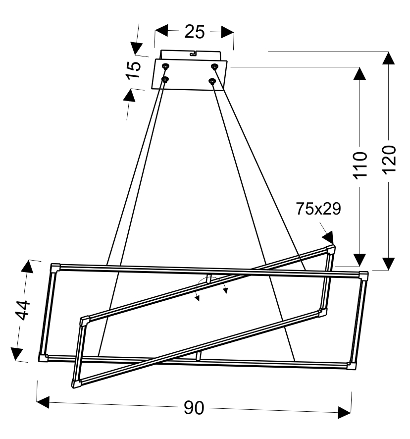 KSEROS LAMPA WISZĄCA 90X44 45W LED CHROMOWY 4000K APETI