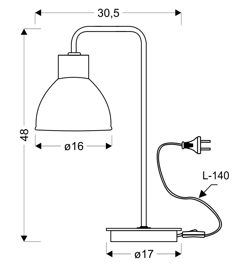 VARIO LAMPKA na biurko 1X60W E27 CZARNY