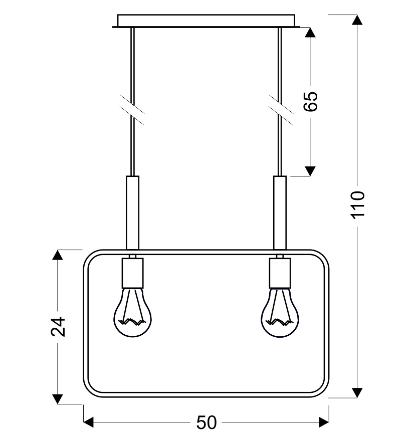 LAMPA WISZĄCA FRAME 2X60W E27 CZARNY