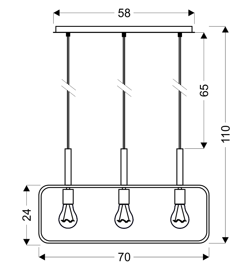 LAMPA WISZĄCA FRAME 3X60W E27 BIAŁY