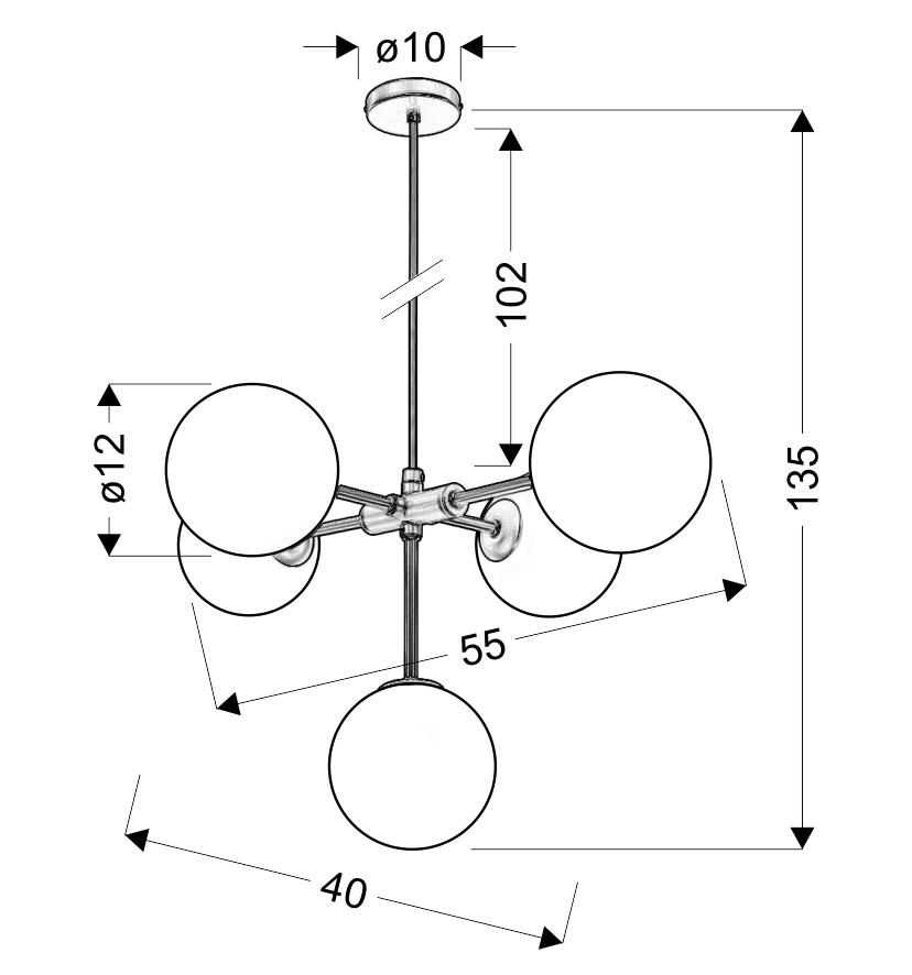 MATI LAMPA WISZĄCA 5X28W G9 MOSIĄDZ