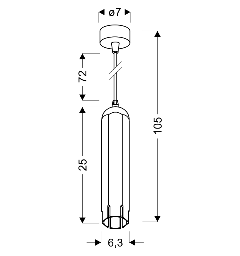 LAMPA WISZĄCA TUBA 1X50W GU10 6,3/25 BIAŁY